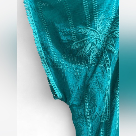 Johnny Was Palm Georgia Kimono Turquoise Teal Embroidered Long duster Jacket O/S - Picture 4 of 8